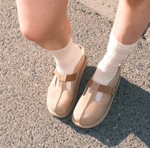 รองเท้าแตะบุขนสัตว์แบบสวมครึ่งส้นทรง Birkenstock หัวเข็มขัดแบบพิเศษ พื้นหนา สไตล์รองเท้าหิมะ วินเทจ บุผ้าฝ้ายอุ่น - Product Image 5