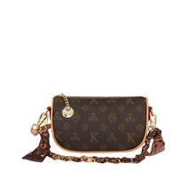 Sac à bandoulière en PU haut de gamme de marque 2026, modèle nouveau, durable, avec chaînes décoratives et fermeture éclair, bretelles réglables - Product Image 1