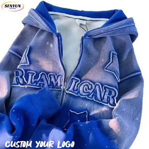 Áo hoodie nỉ streetwear thiết kế riêng phong cách Y2K, logo thêu, unisex, chất dày 360 gsm, áo trơn nam, size lớn, có khóa kéo - Product Image 1