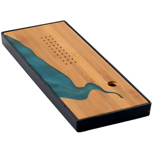 Kung Fu Tea Tray Bamboo Rectangular Dry Brewing With Resin River Design Eco-Friendly Afternoon Tea Use - Product Image 1