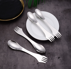 DFO10 - Ensemble de couverts de camping portable tout-en-un en acier inoxydable pour 3 personnes (fourchette, couteau, cuillère) - 3 fonctions en 1 - Product Image 4