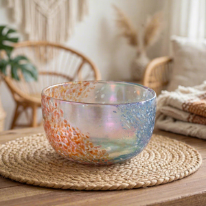 Bougie artistique en cire de soja parfumée dans un bol en verre coloré fait main pour la décoration de la maison, Noël, résistante à la chaleur, ronde - Product Image 1