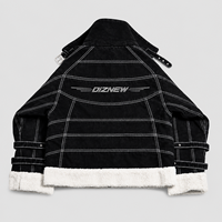Veste en jean épaisse et délavée DiZNEW pour homme, avec détails multiples et fermetures éclair, doublure en sherpa, logo personnalisé, fabrication en usine