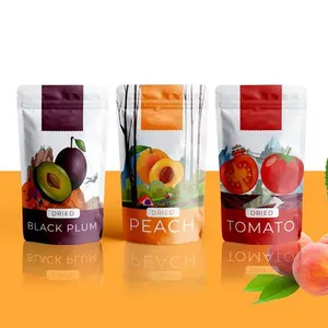 Digital Print Plastic Dried Fruit Package Dry Strawberries Lemon Banana Food Pouch Packing Snack Candy Freeze Packaging Bag