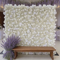 Dinding Bunga Buatan Mawar Gradasi Pink dan Putih, Latar Belakang Bunga Mawar Hydrangea, Kartu Punch Merah
