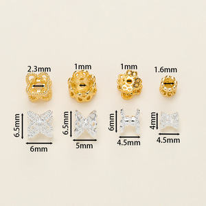 Jewelry Beading Accessories 18k Gold Plated Hollow Flower <b>Bead</b> <b>Settings</b> Double Sided For Bracelet Making - Product Image 1