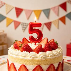 Candela Decorativa per Torta di Compleanno Numero 5, in Paraffina, Senza Profumo, Senza Gocciolamento, 6 cm - Product Image 4