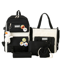 Nouveau Sac à Dos Tendance Grande Capacité Anti-Vol Fermeture à Bouton Style Japonais Décontracté Unisexe Quatre Pièces