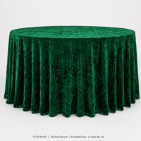 Nappe Ronde en Velours Écrasé Vert Émeraude 120 Pouces 220 GSM, Taille Personnalisée, Vente en Gros pour Location d'Événements