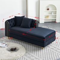 Canapé chaise longue moderne en velours de 67 pouces avec accoudoir gauche, coussin décoratif, capitonnage boutonné, design résistant aux rayures, luxe pour salon et chambre à coucher