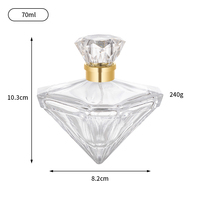 Flacon de parfum en verre de luxe 70 ml, personnalisé, avec pulvérisateur à baïonnette, vide, transparent, impression sérigraphique pyramidale
