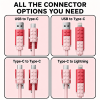 Câble de charge modulaire créatif 4 en 1, USB A vers USB C, multi-connecteurs, câble en PVC jusqu'à 3A pour téléphone, tablette, vente en gros OEM