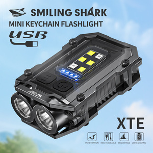 Smiling Shark Mini Keychain Flashlight XTE USB <b>Rechargeable</b> <b>LED</b> <b>Work</b> <b>Light</b> Outdoor Emergency Repair - Product Image 1