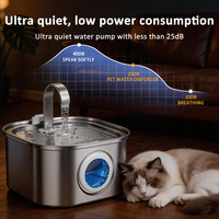 Dispensador de Agua Automático para Mascotas de Acero Inoxidable Ultra Silencioso de 2.2 Litros, Filtración Multietapa, Libre de BPA, Alimentación USB/Eléctrica