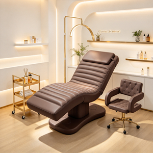 Ensemble de lit de beauté électrique inclinable de luxe en cuir PU, table de massage pour esthéticienne et technicienne avec tabouret - Product Image 6