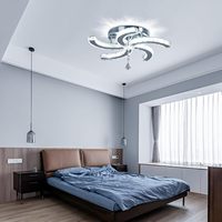 Lustre en cristal moderne à 5 bras encastré LED plafonnier en cristal avec télécommande 6000K interrupteur pour salle à manger