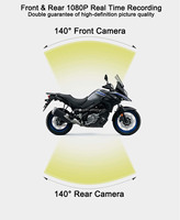 Enregistreur vidéo de moto étanche avec caméra avant 1080p arrière 1080p Support GPS Wifi sans écran