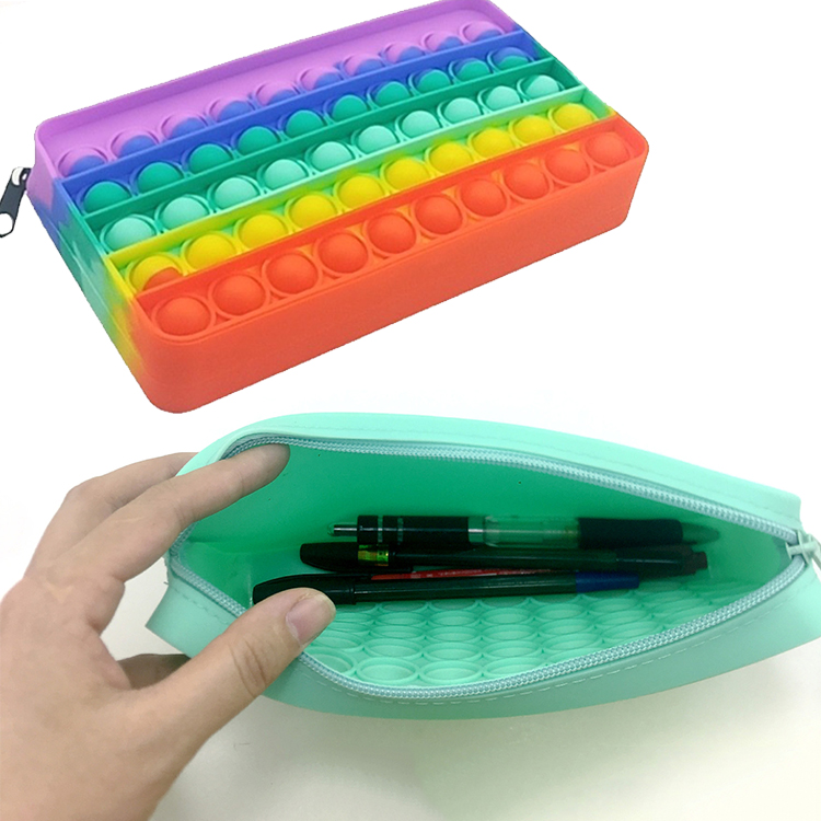 new product colorful stress relief push bubble fidget pencil case for kid