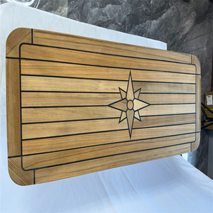 Tablero Rectangular de Madera de Teca con Patrón de Estrella y Esquinas Redondeadas de 510x1200 mm para Yates y Accesorios Marinos para Vehículos Recreativos - Product Image 1
