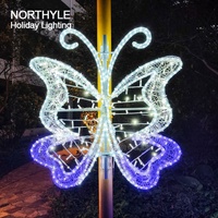Luz de calle con Motivo de mariposa LED 2D, luces de hadas de Navidad, luz de poste para exteriores para decoración de parque cuadrado