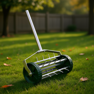 Aireador de césped de 3 piezas con mango largo de acero, herramienta de jardinería giratoria manual para airear el suelo del jardín - Product Image 2