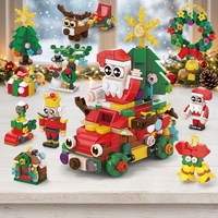 Kerst bouwstenen set educatief kinderspeelgoed doe-het-zelf Santa kerstboom krans blokken voor huisdecoratie feestdag cadeau