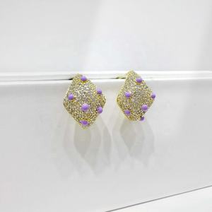Precio de fábrica, pendientes gruesos de plata de ley 925 con circonita brillante, joyería fina, pendientes de mariposa de esmalte únicos para mujer. - Product Image 4