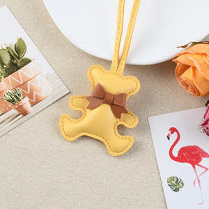 PU Leather Bear Keychain with Lanyard Cute Bag Pendant Key <b>Ring</b> Car Decor Wholesale Gift - Product Image 3