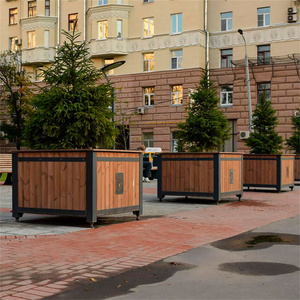 Mobilier urbain en plein air unique en <span class=keywords><strong>bois</strong></span> <span class=keywords><strong>grande</strong></span> boîte à jardinières extérieur parc de jardin <span class=keywords><strong>grande</strong></span> <span class=keywords><strong>taille</strong></span> pots de <span class=keywords><strong>fleurs</strong></span> porte pot de plantes vintage - Product Image 5