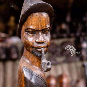 งานแกะสลักไม้ทำมือ REN ART AFRIKAN SARL OEM รูปปั้นบรรพบุรุษขนาดใหญ่ (60-100 ซม.) สำหรับโรงแรมระดับ 5 ดาวและโครงการสปา - Product Image 1