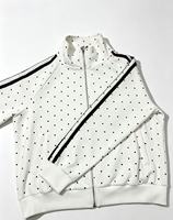 Veste de survêtement zippée à pois pour homme, col montant, manches rayées, décontractée, sportive, manteau d'extérieur
