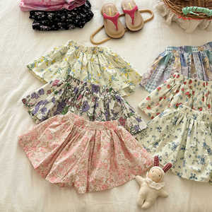 Girls Cotton Floral Shorts Mid Waist Breathable Tutu Style Summer Pants For Kids - Product Image 5