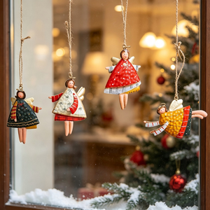 Enfeite de Natal Decorativo de Ferro para Pendurar, Anjo Colorido Fofo, Acessório Aconchegante para Casa, Enfeite para Árvore de Natal - Product Image 1