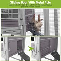Poulailler extérieur en bois durable roues portables petit poulailler 4-6 poulets 74.9 "grand nichoir en métal plateau tout