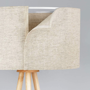 Lampe <span class=keywords><strong>sur</strong></span> <span class=keywords><strong>pied</strong></span> en bois avec <span class=keywords><strong>abat</strong></span>-<span class=keywords><strong>jour</strong></span> cylindrique en tissu E27, lampe de salon - Product Image 3