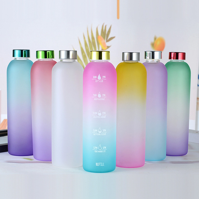 New Gradient Sporty Water Bottle Colorful Frosted Cups Portable for Children & Adults Summer Winter Use