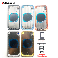 Boîtier arrière complet avec cadre intermédiaire pour iPhone X XS XR XS Max, avec boutons d'alimentation et de volume, et tiroir SIM