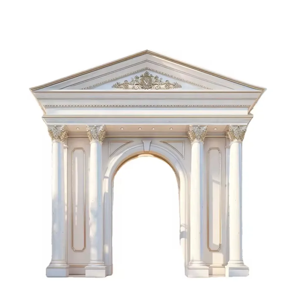 Application architecturale de l'élément horizontal GRC avec moulure d'avant-toit et décoration sculptée pour colonnes arquées