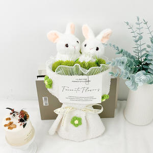 ดอกไม้แบบมือถือช่อดอกไม้ลายกระต่ายคู่น่ารักสำหรับแฟนสาว - Product Image 6