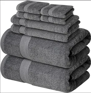 100% cotton towel with sublimation polyester panel 2 section hotel towel set