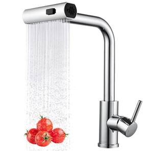 Waterfall Taps with Pull Out <b>Spray</b> Kitchen Mixer Tap 1 Hole Stainless Steel 3 in 1 Sink Tap Single Lever Monobloc 360° Swivel - Product Image 1