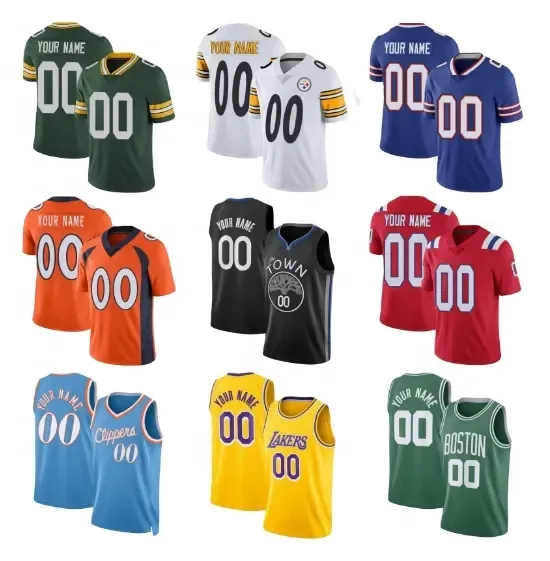 最高品質の卸売アメリカンステッチサッカーバスケットボールスポーツジャージーnflユニフォームカスタムあなたの名前番号