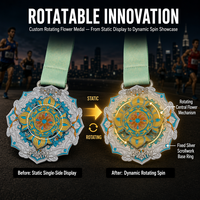 Médaille de marathon personnalisée 3D rotative, récompense de finisseur 42KM 5K, médailles de course en alliage de zinc émaillé avec ruban, souvenir en métal