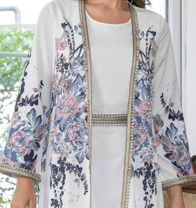 Abaya de Lujo con Cuentas Estampadas, Vestido de <span class=keywords><strong>Dos</strong></span> Piezas Holgado y Ajustado para Mujer Musulmana, Ideal para Ramadán y Banquetes - Product Image 5