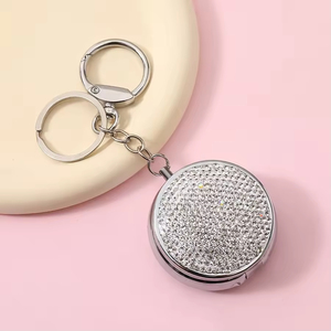 Kim cương Studded Mini y học lưu trữ trường hợp Keychain nhỏ Kim loại hộp đồ trang sức Keychain du lịch xách tay <span class=keywords><strong>Pill</strong></span> Box Key - Product Image 2