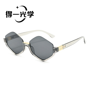 Polygonal <b>Sunglasses</b> For Women Black Frame Pc Lens Uv400 Protection - Product Image 2