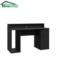 Bureau de jeu moderne en bois noir pour la maison avec éclairage LED intégré, tiroir de rangement pour la chambre à coucher et l'utilisation d'ordinateur