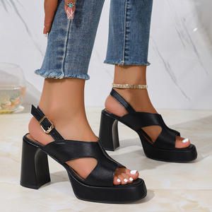 Belted Ankle Strap Flip Flops for Women Summer Versatile Style Single Strap Slim High <b>Heel</b> Pointed <b>Toe</b> Sandals - Product Image 4