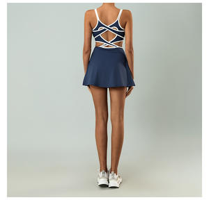 自有品牌健身房活动服装户外跑步健身服漂亮背部无袖运动瑜伽网球服女 - Product Image 2