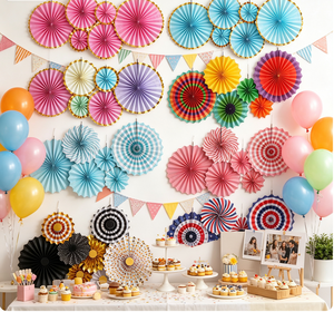Éventails en <span class=keywords><strong>papier</strong></span> pliables en gros, décorations multicolores en rosettes de <span class=keywords><strong>papier</strong></span> pour mariages, banquets, hôtels, fêtes et événements - Product Image 6